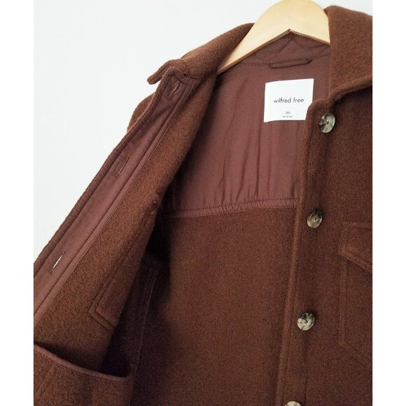 Aritzia Wilfred Free 100% Merino Wool The Ganna Shirt Jacket Shacket XXS Brown - Picture 14 of 16